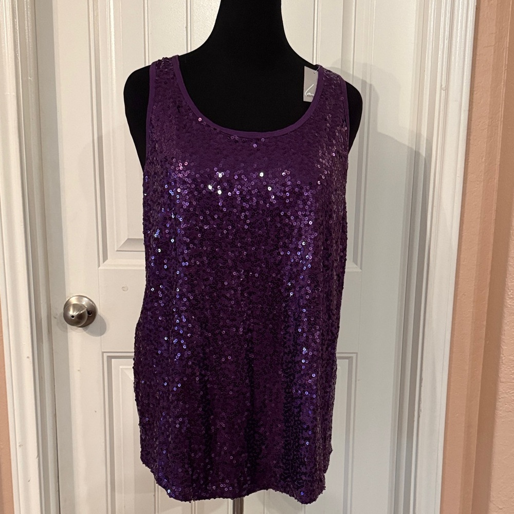 Lane Bryant Purple Sleeveless SEQUIN Top 14/16 BRAND New with Tag ❤️❤️